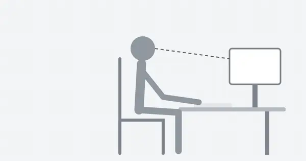 Correct typing posture and ergonomics illustration